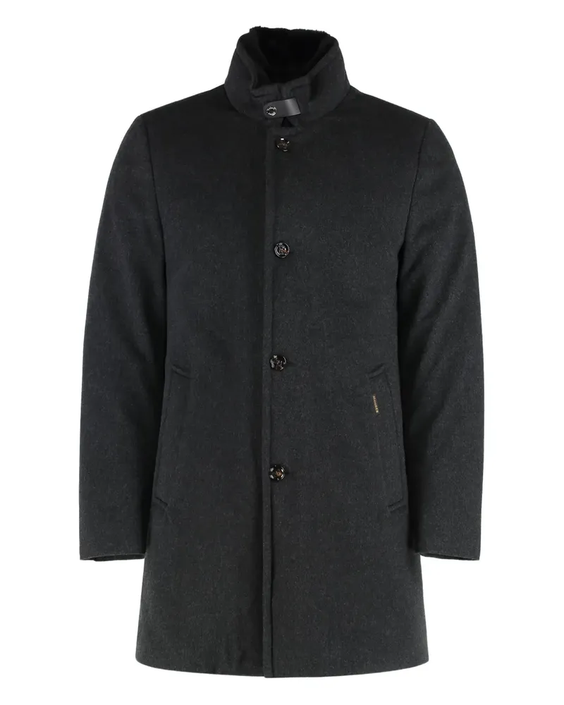 MOORER Geknöpfter Bond-Fur-Cs Mantel mit Stehkragen - Schwarz Schwarz
