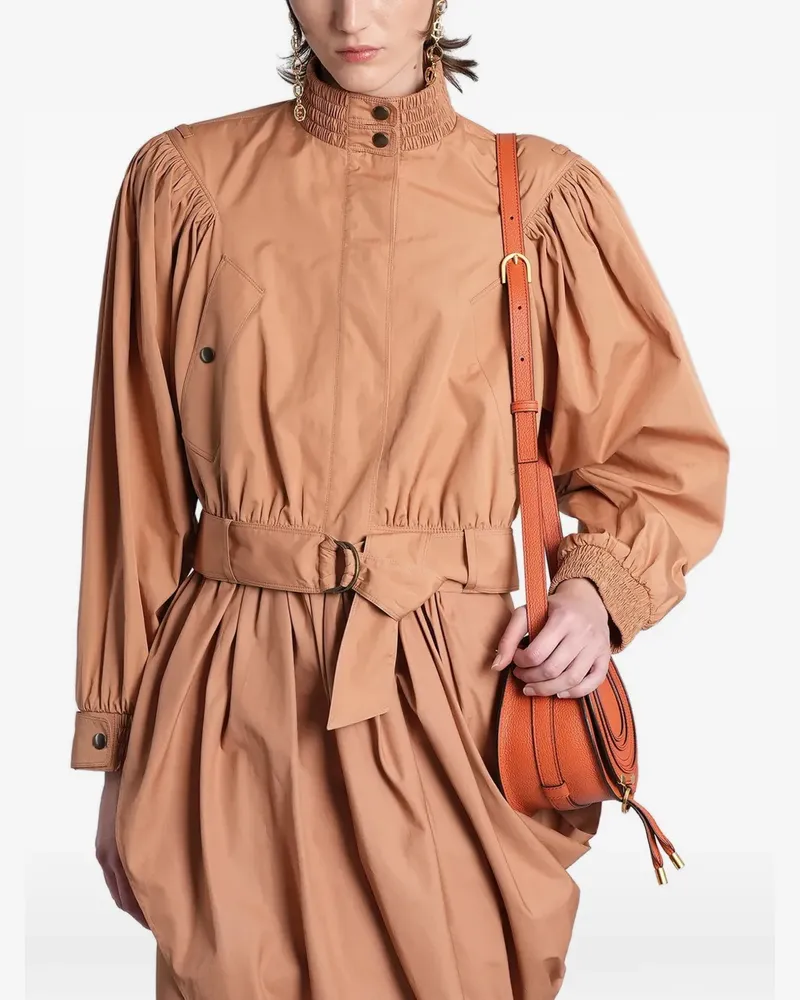 Chloé belted puff-sleeve jacket - Braun Braun