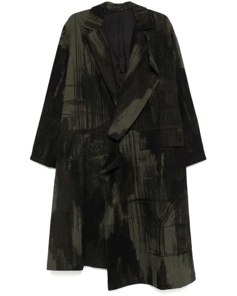 Yohji Yamamoto Mantel mit abstraktem Muster Schwarz