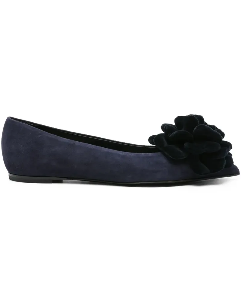 Attilio Giusti Leombruni Flache Wildleder-Pumps mit Blumendetail - Blau Blau