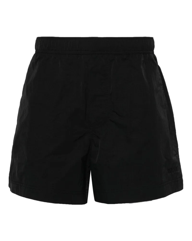 Ermenegildo Zegna Badeshorts mit Logo-Stickerei - Schwarz Schwarz