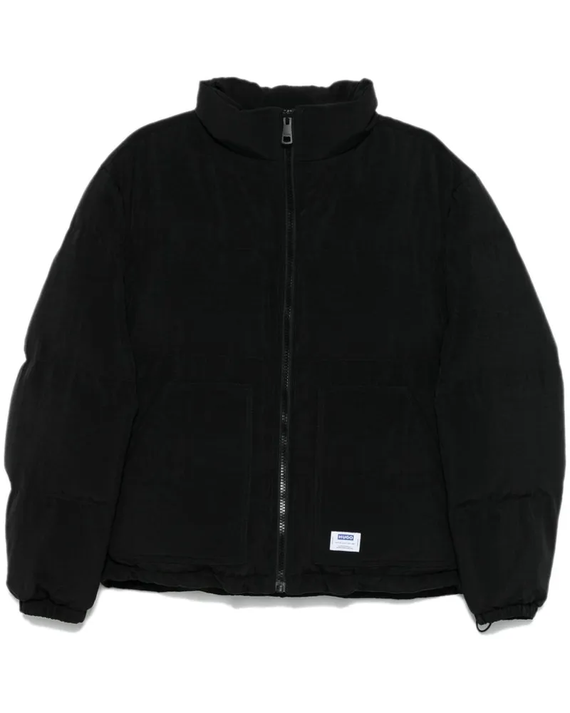 HUGO BOSS Gefütterte Jacke mit Logo-Patch - Schwarz Schwarz