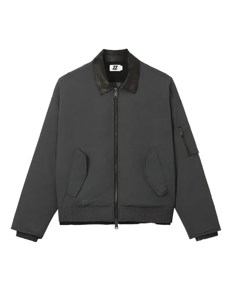 Izzue Bomberjacke mit Lederkragen - Grau Grau