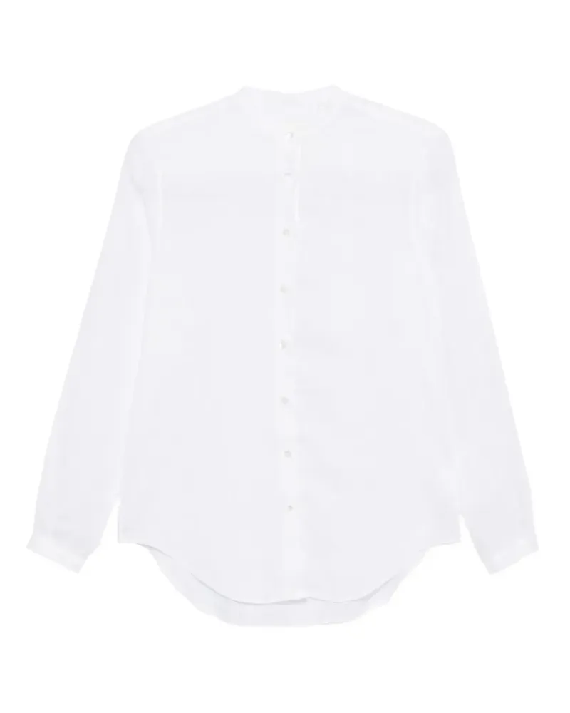 XACUS mandarin-collar curved-hem shirt - Weiß Weiß