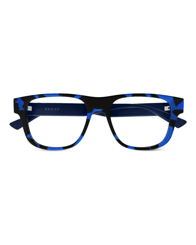 Gucci tortoiseshell-effect rectangle-frame glasses - Blau Blau