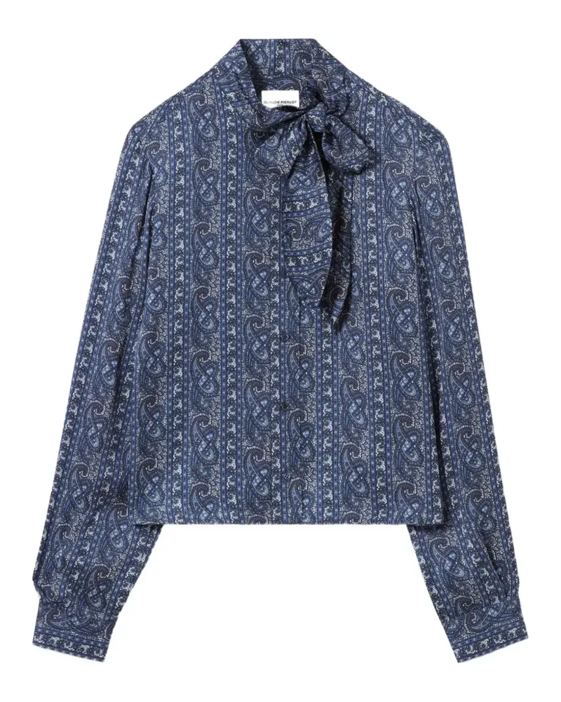 Claudie Pierlot Hemd mit Schleifenkragen - Blau Blau
