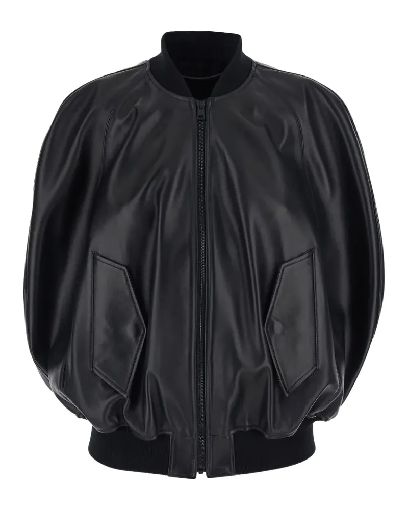 Balenciaga leather bomber jacket - Schwarz Schwarz