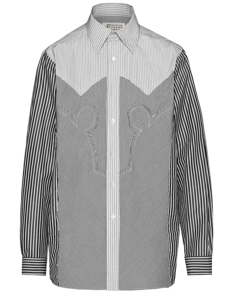 Maison Margiela Gestreiftes Yoke Hemd - Schwarz Schwarz