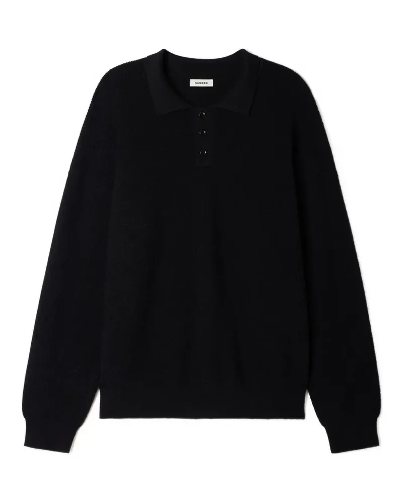 Sandro Geripptes Poloshirt - Schwarz Schwarz