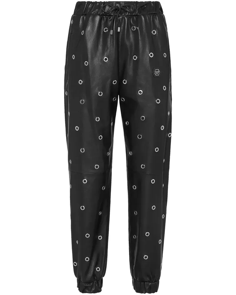 Philipp Plein Eyelet Lederhose - Schwarz Schwarz