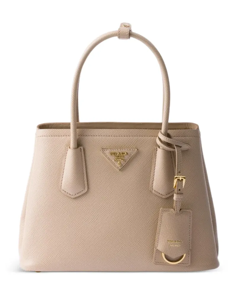Prada Kleine Double Tasche aus Saffiano-Leder - Nude Nude