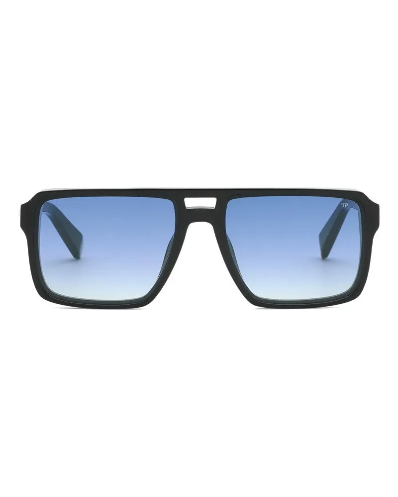 Philipp Plein Sonnenbrille mit eckigem Gestell - Schwarz Schwarz