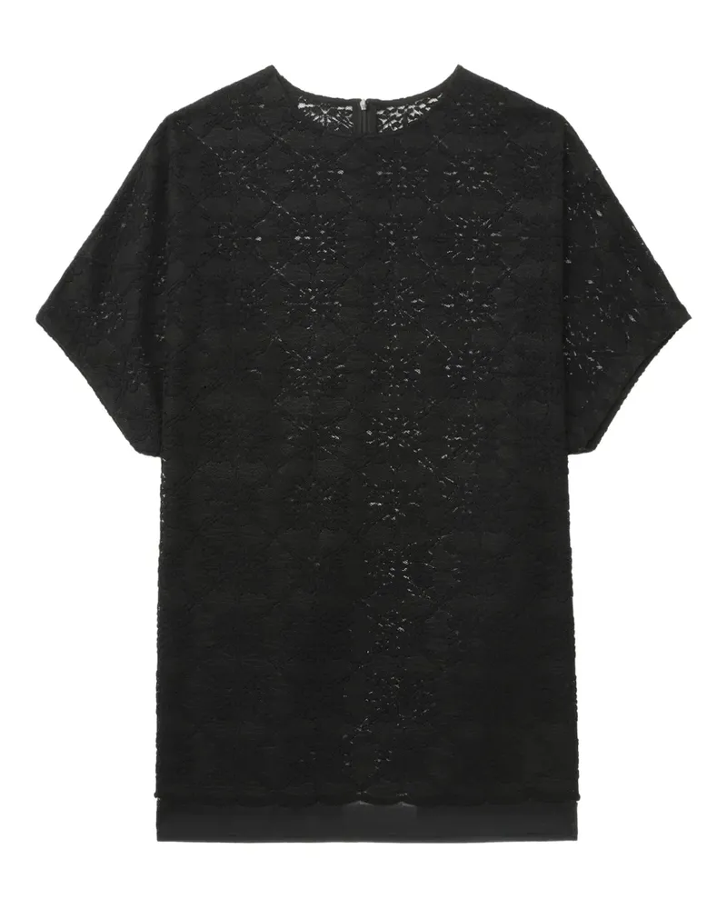 Yohji Yamamoto T-Shirt mit Spitzen-Overlay - 1 BLACK 1