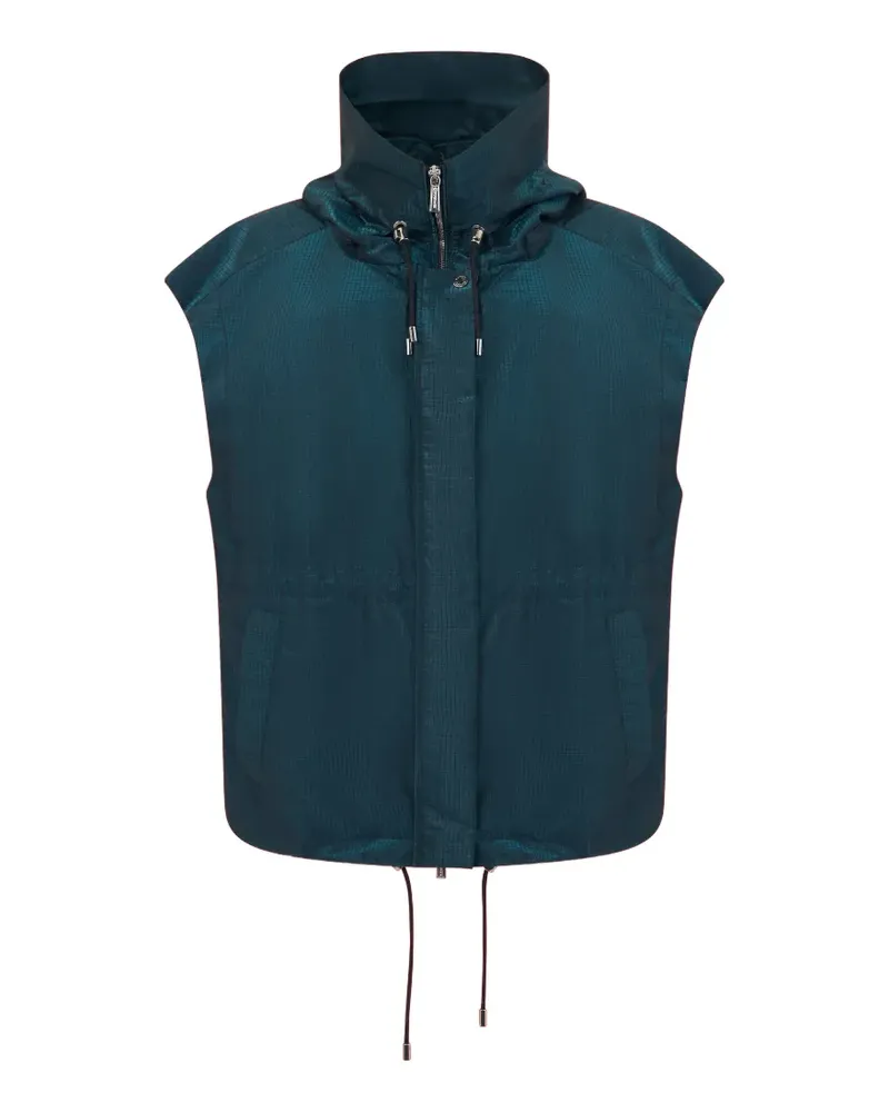 MOORER Blenda hooded grid-pattern gilet - Blau Blau