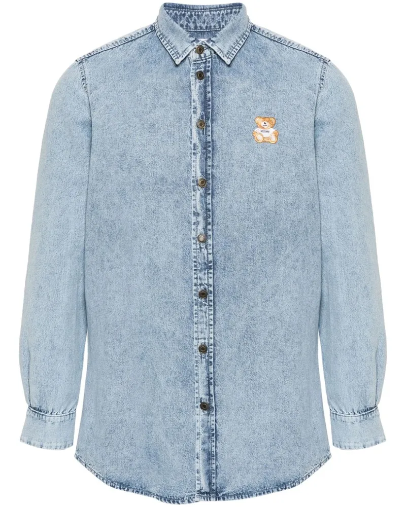 Moschino Jeanshemd mit Teddy-Motiv Blau