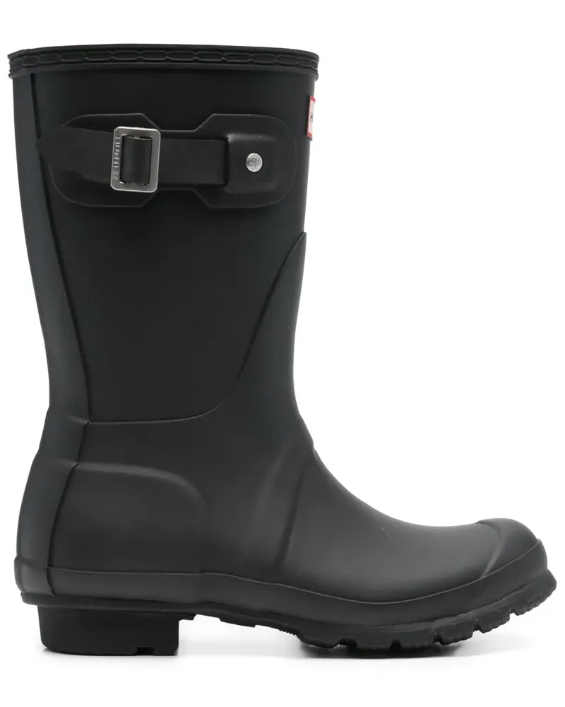 Hunter Kniehohe Regenstiefel mit Logo-Patch 25mm - Schwarz Schwarz