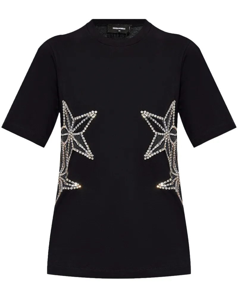 Dsquared2 T-Shirt mit Kristallen Schwarz