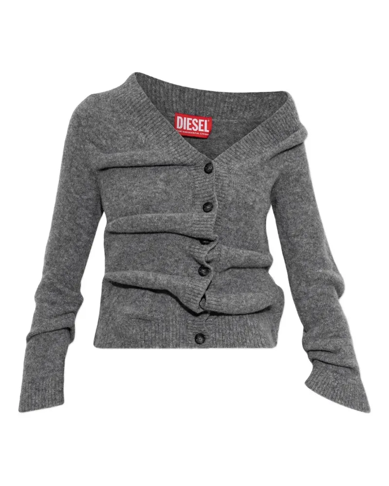 Diesel Cropped-Cardigan in Knitteroptik - Grau Grau