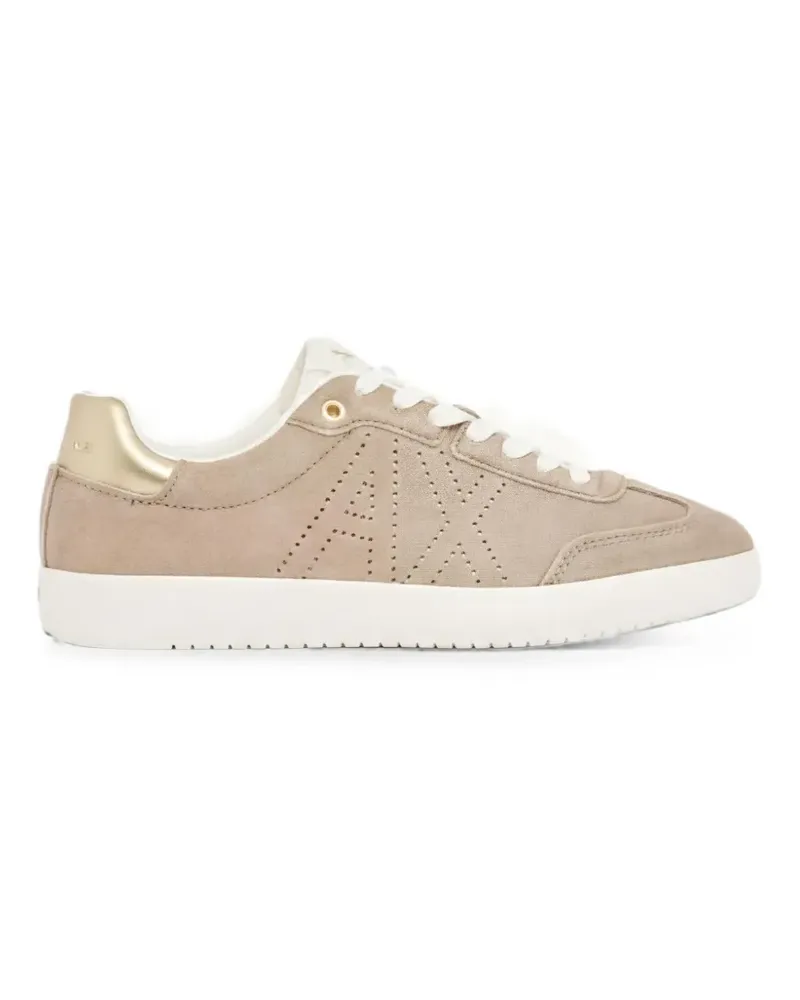 Armani Exchange perforated-logo leather sneakers - Nude Nude