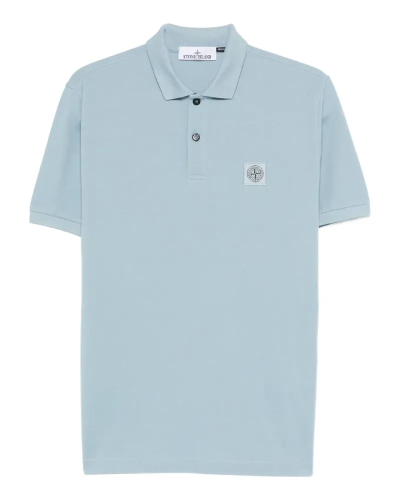 Stone Island buttoned logo-patch polo shirt - Blau Blau