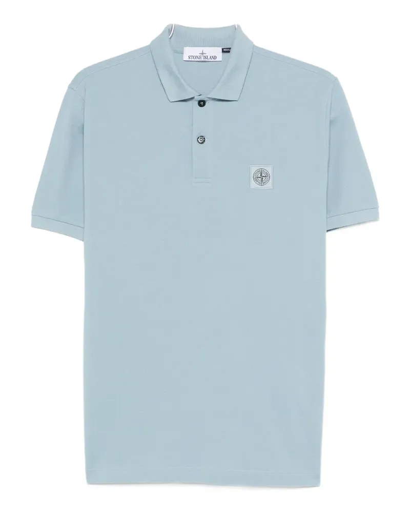Stone Island buttoned logo-patch polo shirt - Blau Blau