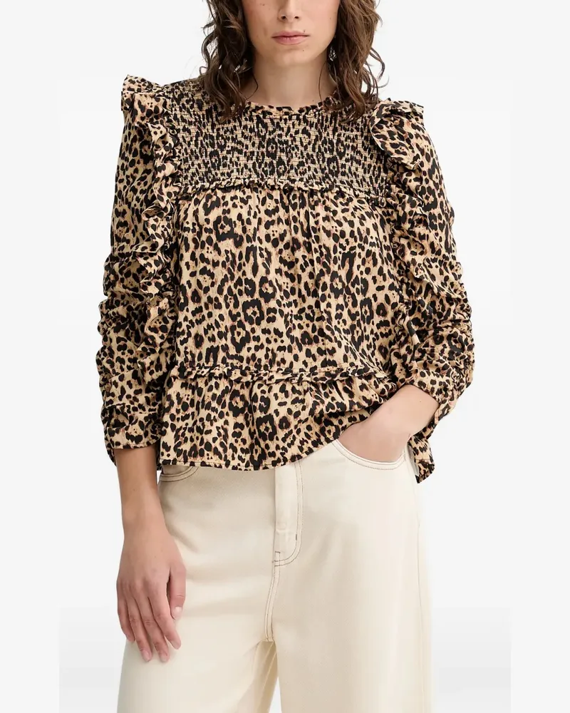 MUNTHE Crisp ruffled animal-print blouse - Nude Nude