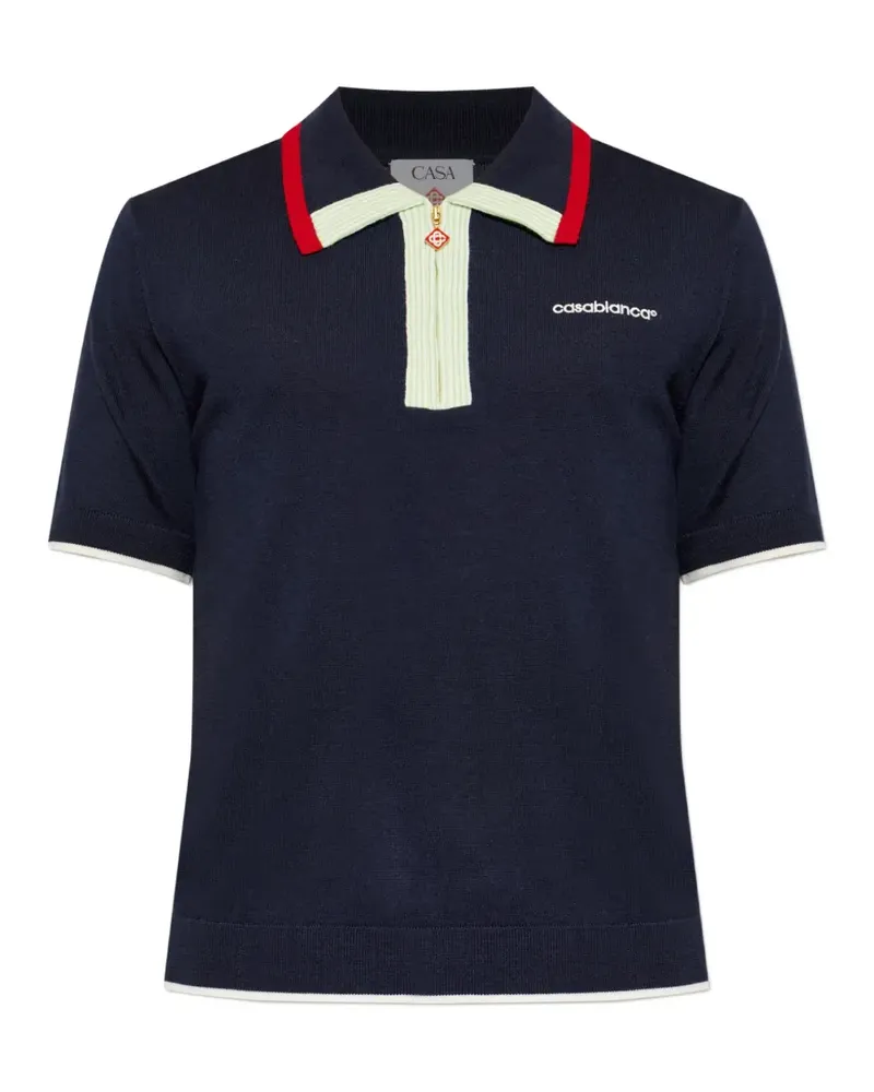 Casablanca Paris Poloshirt mit Reißverschluss und Logo-Stickerei - Blau Blau