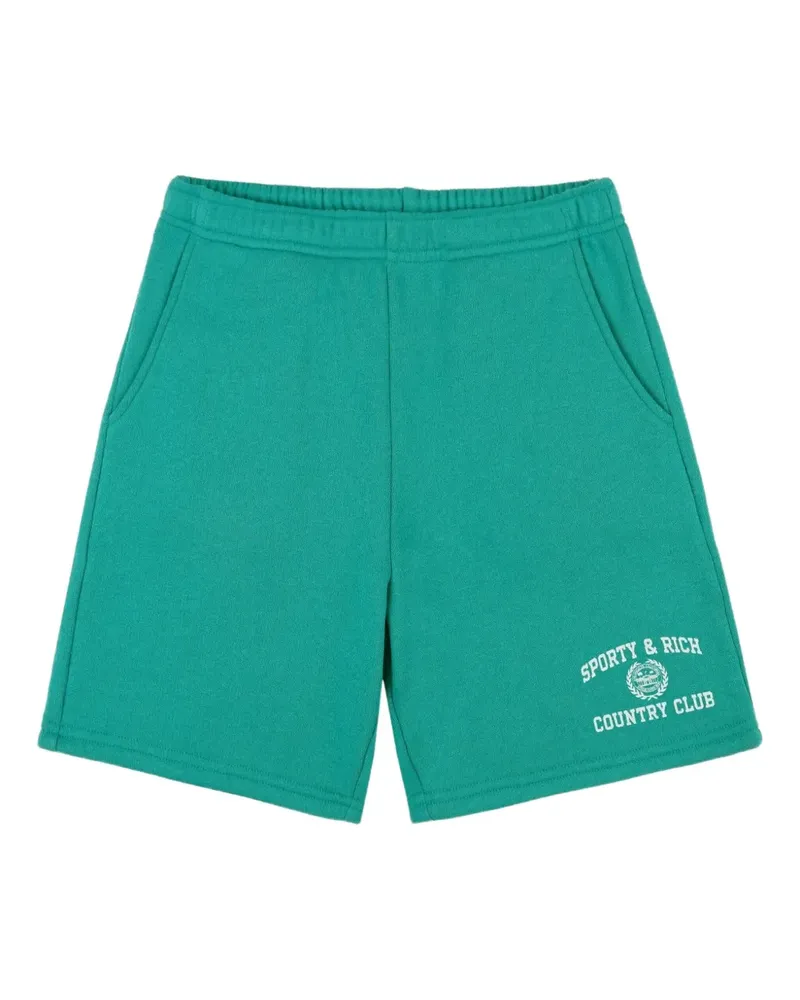 SPORTY & RICH Fleece-Shorts mit Logo-Stickerei - Grün Grün
