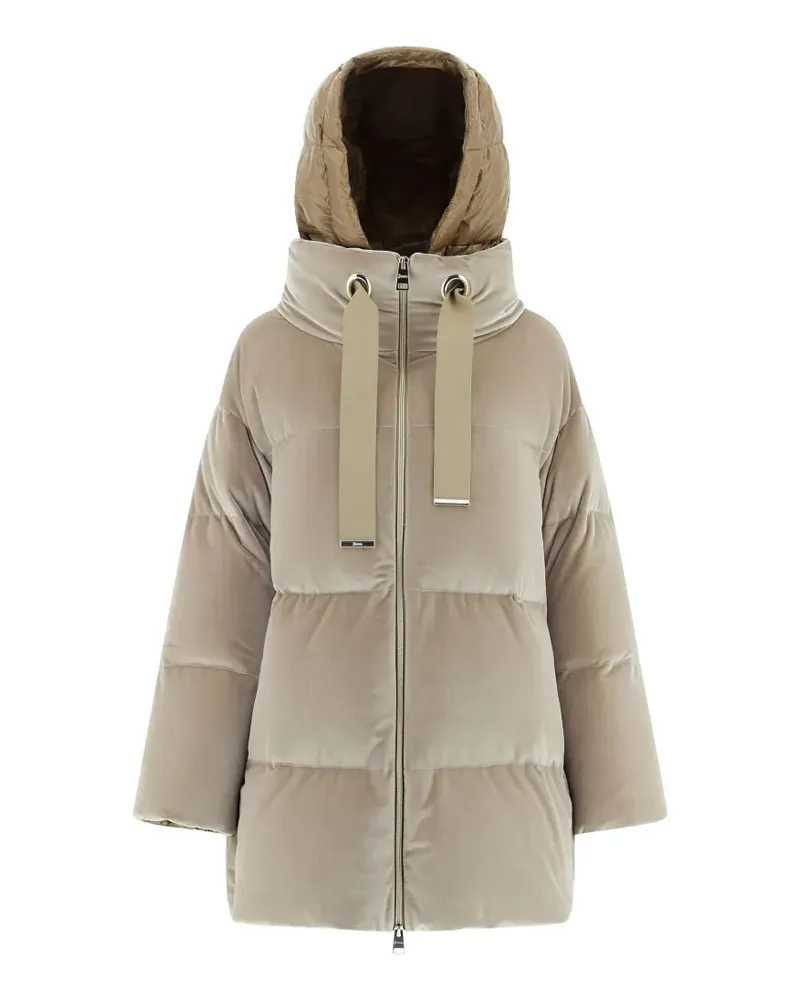 Herno velvet-texture hooded jacket - Nude Nude