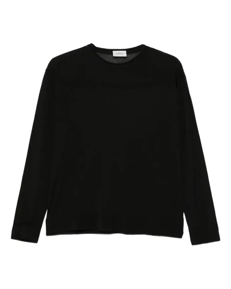 MRZ piped-trim crew-neck top - Schwarz Schwarz