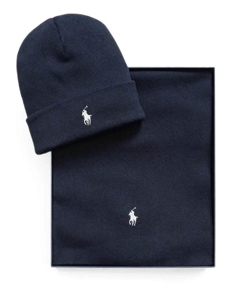Ralph Lauren Geschenk-Set aus Beanie und Schal - Blau Blau