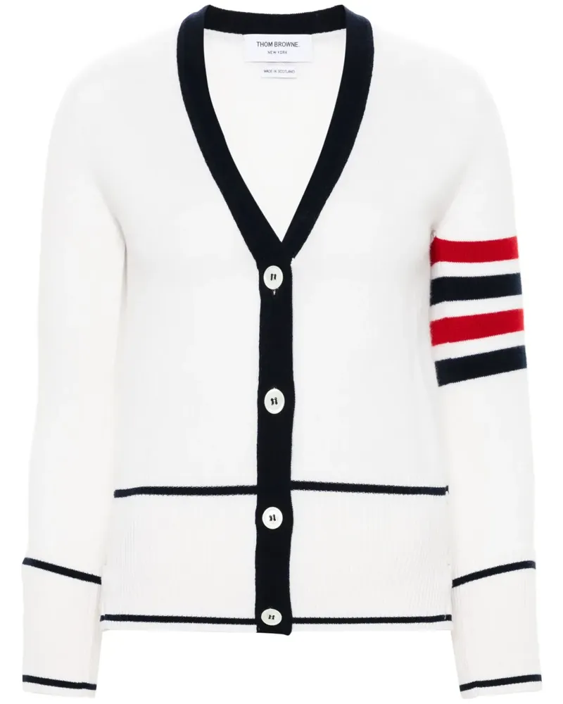 Thom Browne Kaschmircardigan mit V-Ausschnitt - Weiß Weiß