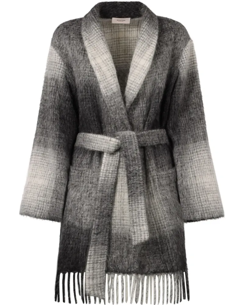 AGNONA Karierter Cardigan - Grau Grau