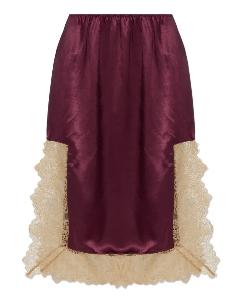 MUNTHE Chloa lace-trim satin midi skirt - Violett Violett