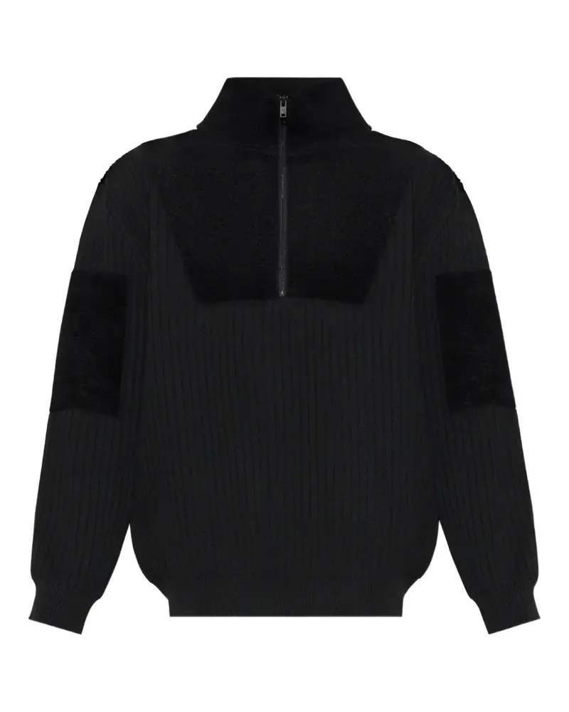 Y-3 Gestricktes Sweatshirt mit kurzem Reißverschluss und Colour-Block-Einsatz - Schwarz Schwarz