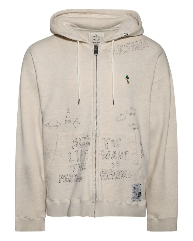 MIHARAYASUHIRO Kapuzenjacke in Distressed-Optik - Nude Nude