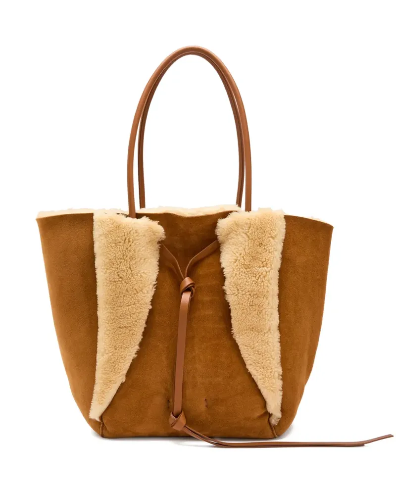 Gabriela Hearst Marija shearling drawstring tote bag - Braun Braun