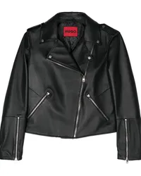 HUGO BOSS Bikerjacke aus Leder Schwarz