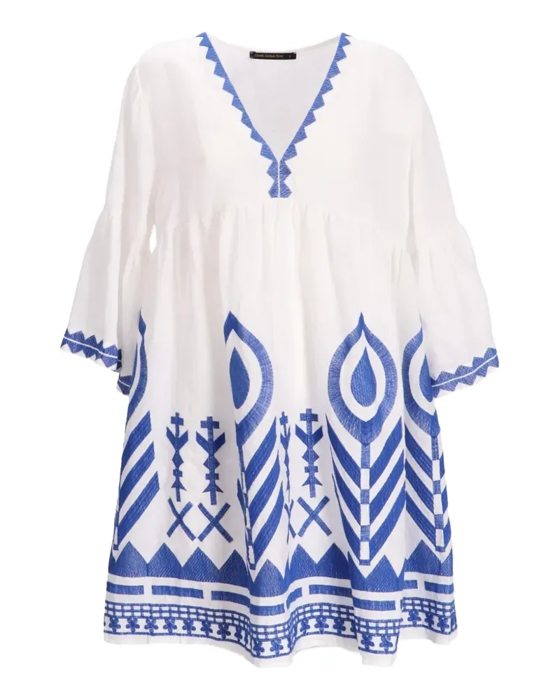 Greek Archaic Kori printed V-neck mini dress - Weiß Weiß