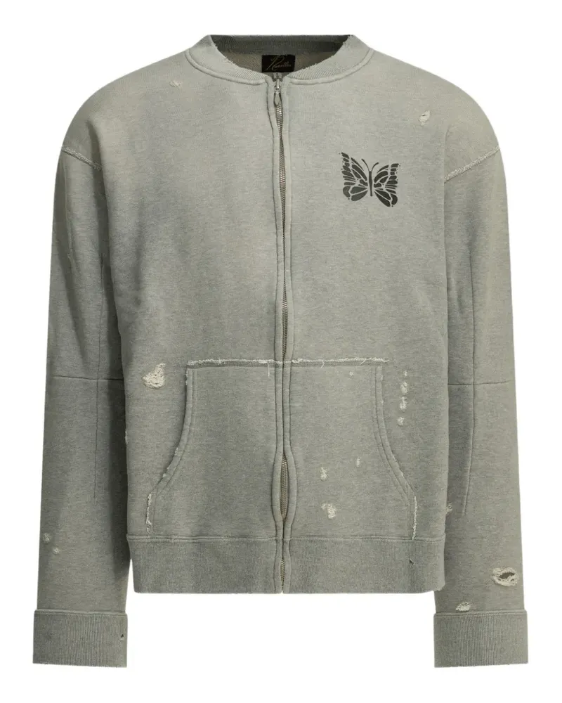 NEEDLES distressed papillon-print sweater - Grau Grau