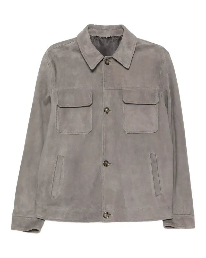 LARDINI Wildlederjacke mit Knöpfen - Grau Grau
