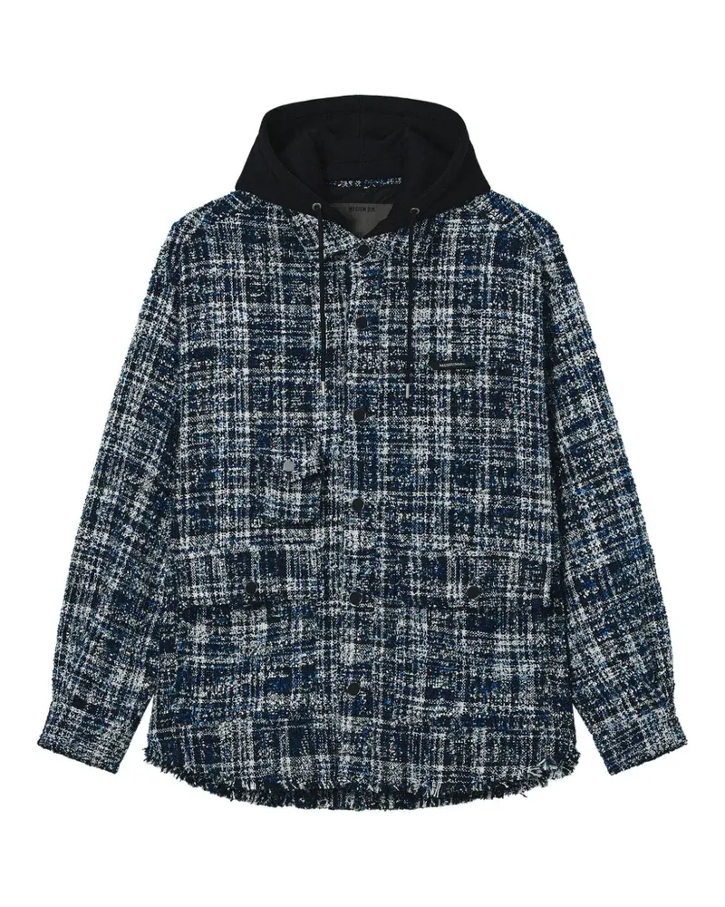 Musium Div. Kapuzenjacke mit Tweed-Karo - Blau Blau