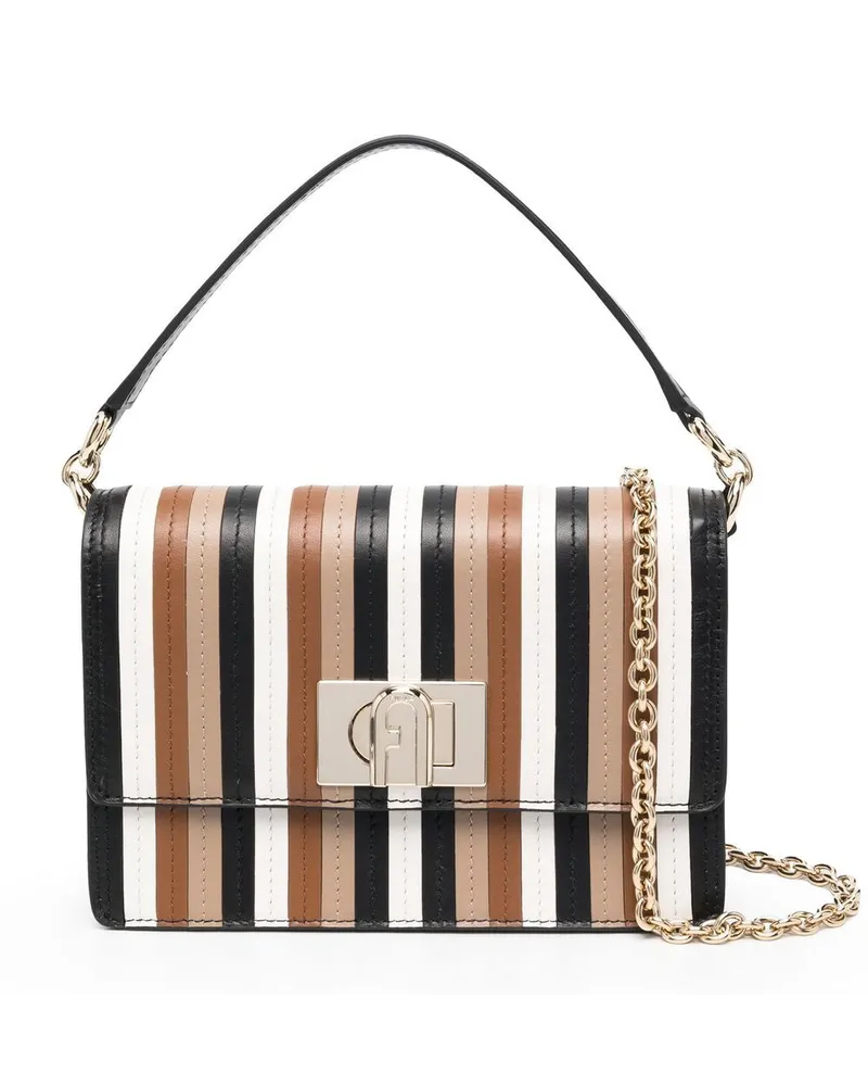 Furla Gestreifte Tasche - Schwarz Schwarz