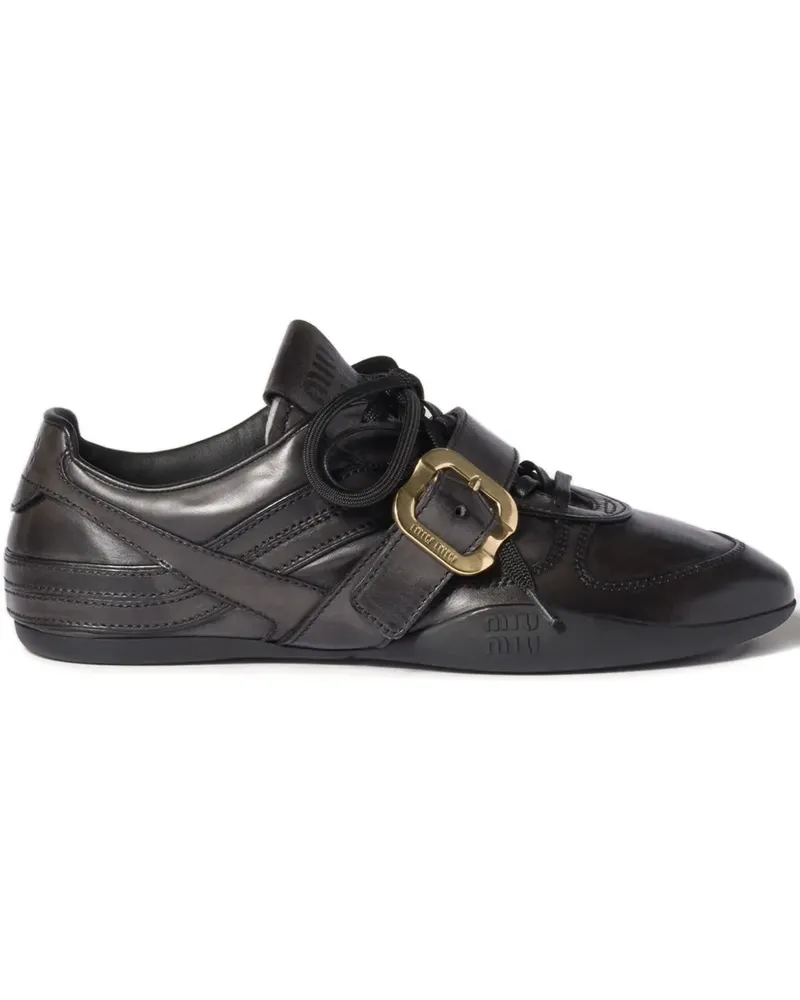 Miu Miu buckle-strap leather sneakers - Schwarz Schwarz