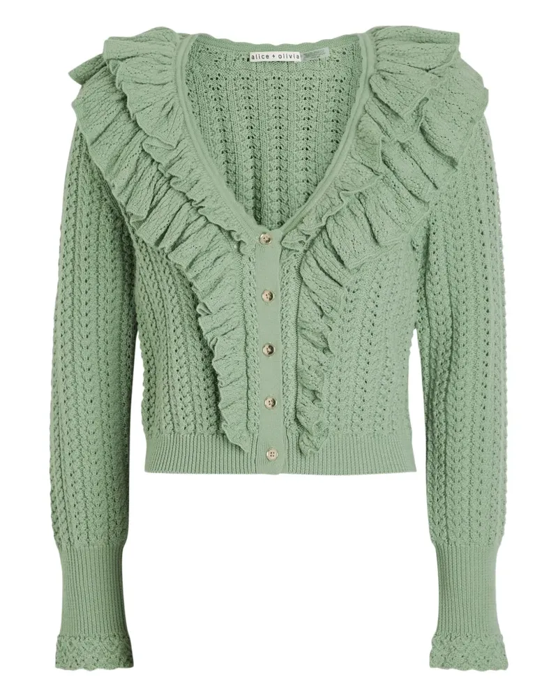 Alice + Olivia Eileen ruffled wool cardigan - Grün Grün