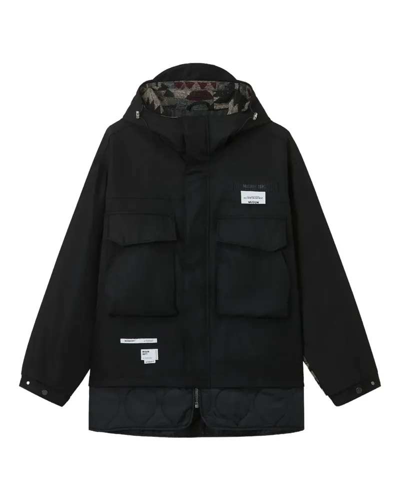 Musium Div. logo-patch parka coat - Schwarz Schwarz