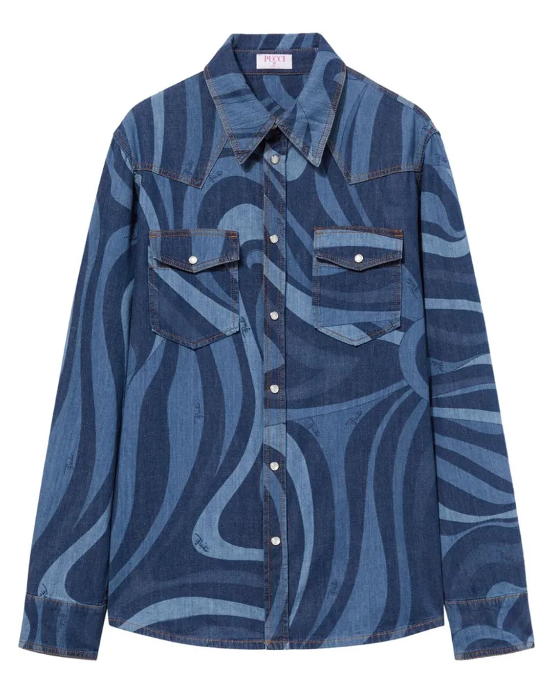 Emilio Pucci Jeanshemd mit Marmo-Print - Blau Blau