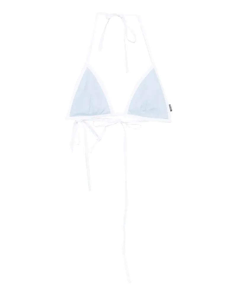 Miu Miu Bikinioberteil mit Logo-Patch - Blau Blau