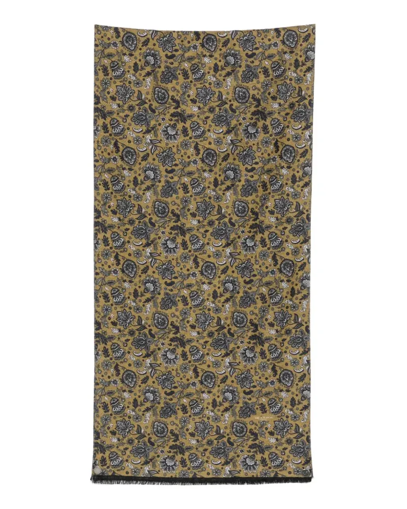 Kiton floral-print frayed-edge scarf - Grün Grün