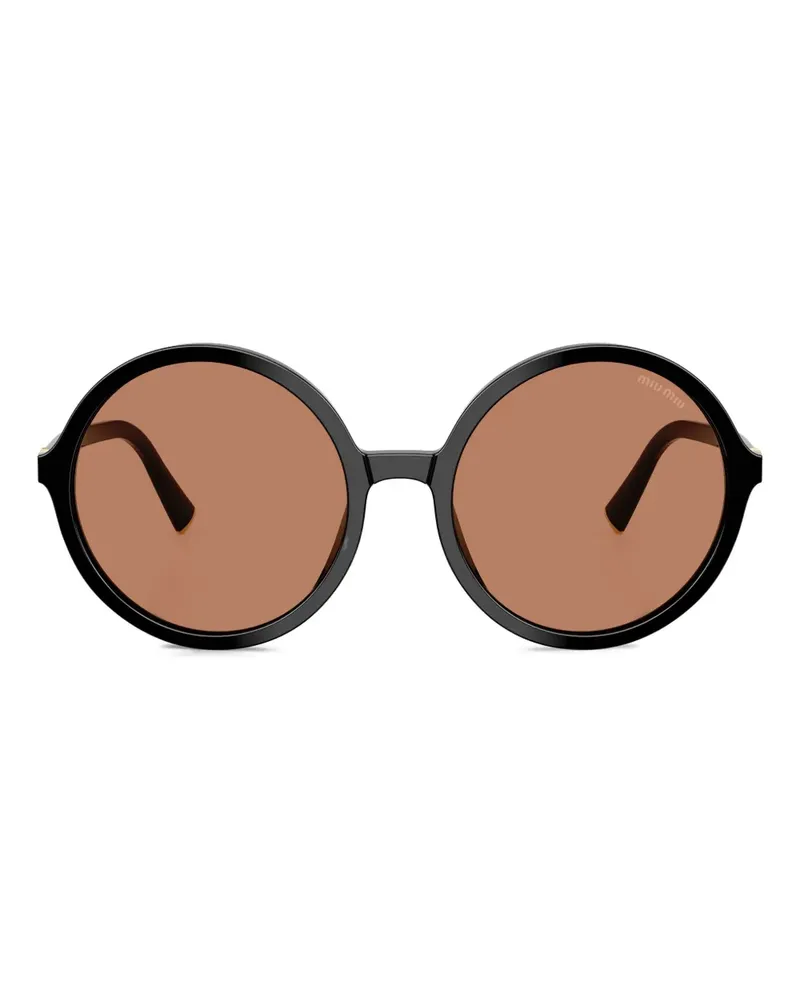Miu Miu Sonnenbrille mit rundem Gestell - Schwarz Schwarz